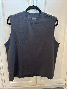 Pact Organic Airplane Mock Neck Shell - Steel Blue.